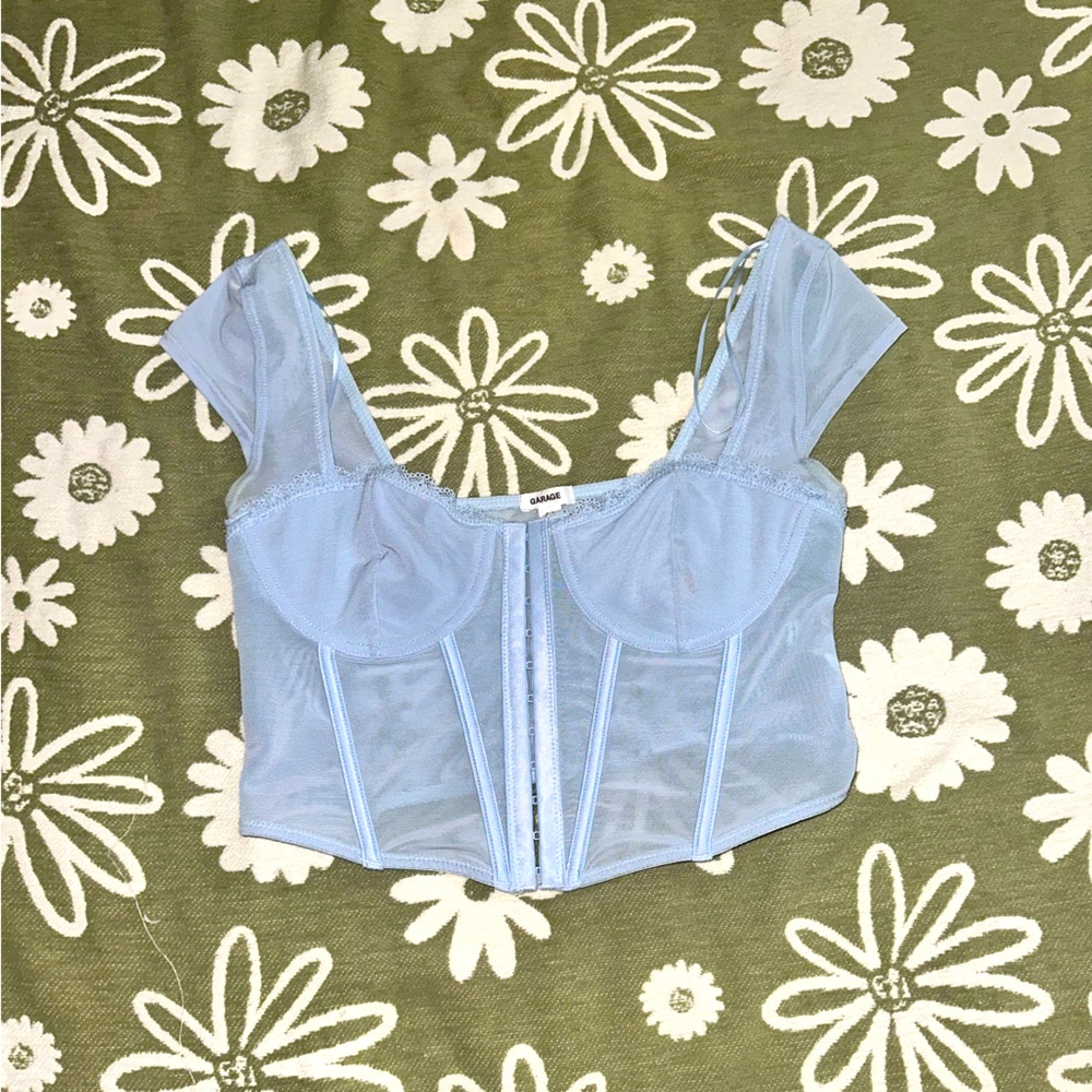Garage Light Blue Sheer Crop Top